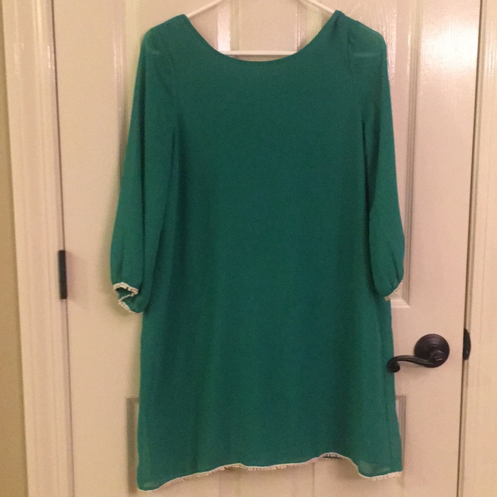 Green bow back dress